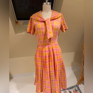 Pink and orange 1950s dress true vintage